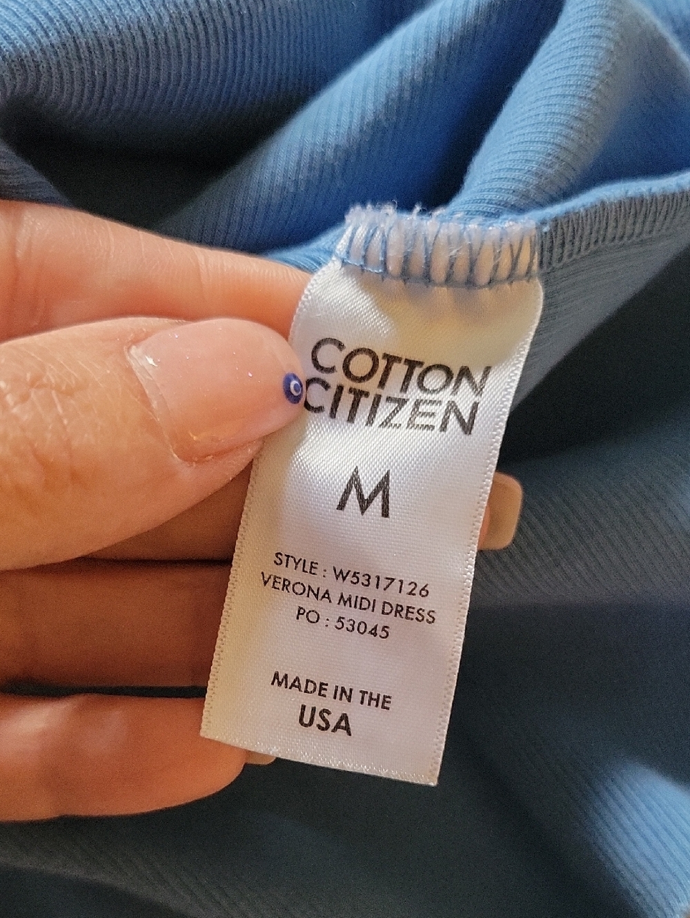 COTTON CITIZEN Sleeveless Ombre Blue Ribbed Tank Dress - Picture 6 of 7